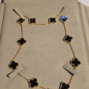 Chic Gold and Black Clover Necklace